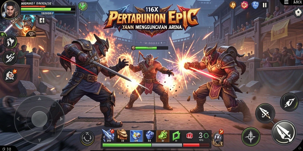 Tampilan intense dari gameplay Fighting 116X yang mengasyikkan.