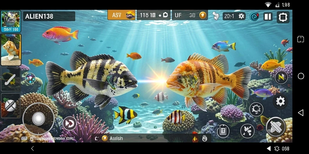Tampilan gameplay menembak ikan yang seru dan penuh warna.