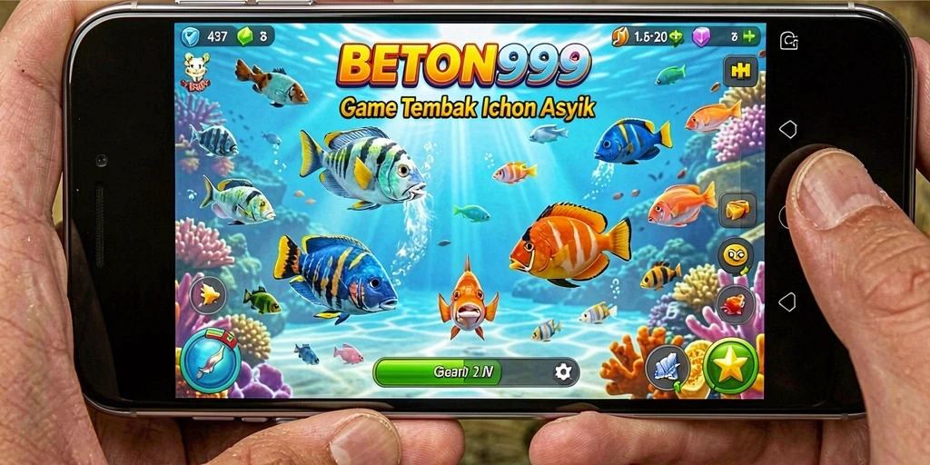 Screenshot utama BETON999 menampilkan aksi seru Tembak Ikan.