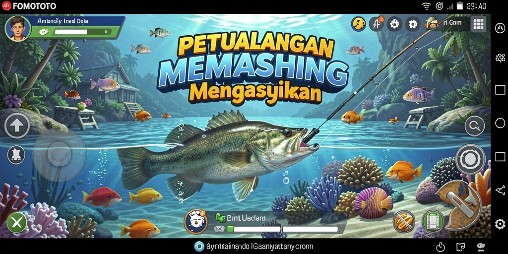 Gameplay FOMOTOTO yang penuh aksi dan keseruan memancing.