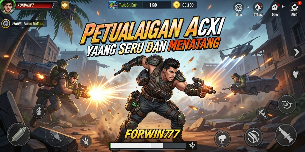 Tampilan gameplay seru dalam FORWIN77 dengan aksi yang mendebarkan.