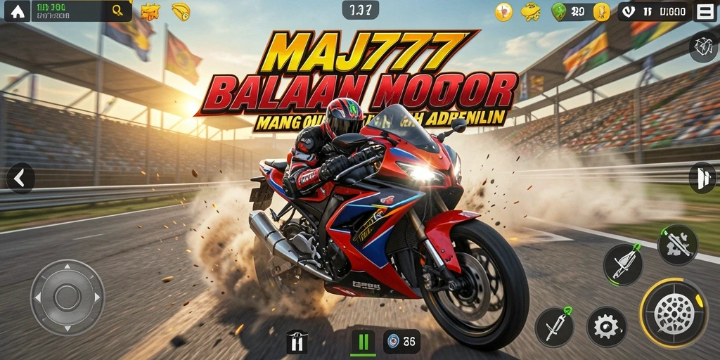 Tampilan aksi balapan seru di MAJ777 dengan motor kece.