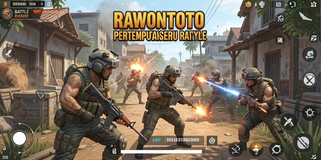 Screenshot RAWONTOTO menampilkan aksi mendebarkan dalam pertempuran Battle Royale.