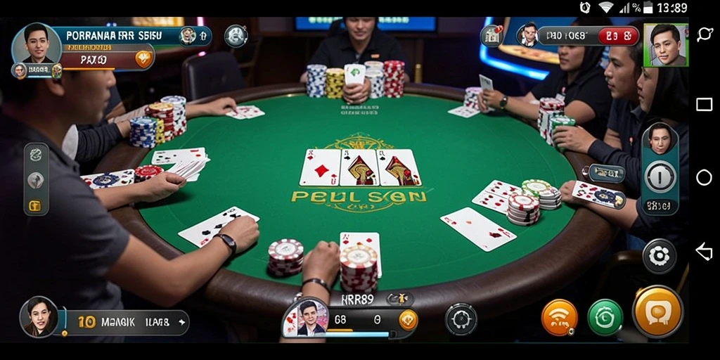 Screenshot gameplay RR89 menampilkan aksi seru di meja Poker.
