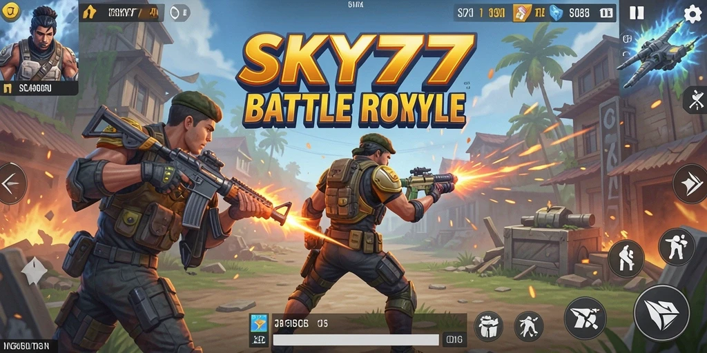 Tampilan gameplay <strong>SKY77</strong> dengan pertempuran seru dan strategi menegangkan.