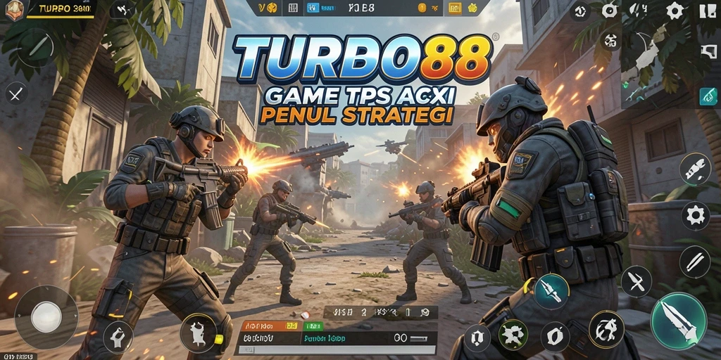 Tangkapan layar dari gameplay intens TURBO88 yang menampilkan aksi TPS.