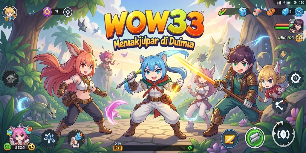 Screenshot WOW33 menampilkan aksi seru karakter anime dalam pertempuran.